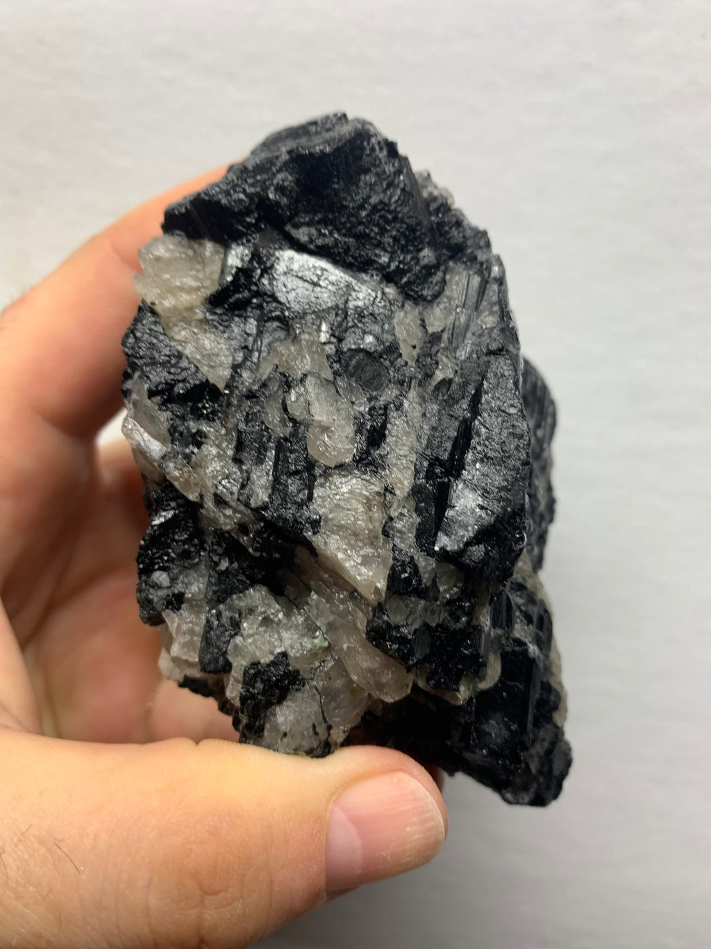 Maine Mt Mica Black Tourmaline Crystal Cluster with Quartz ( baseball size )– Raw Natural Pegmatite Specimen (691 grams)