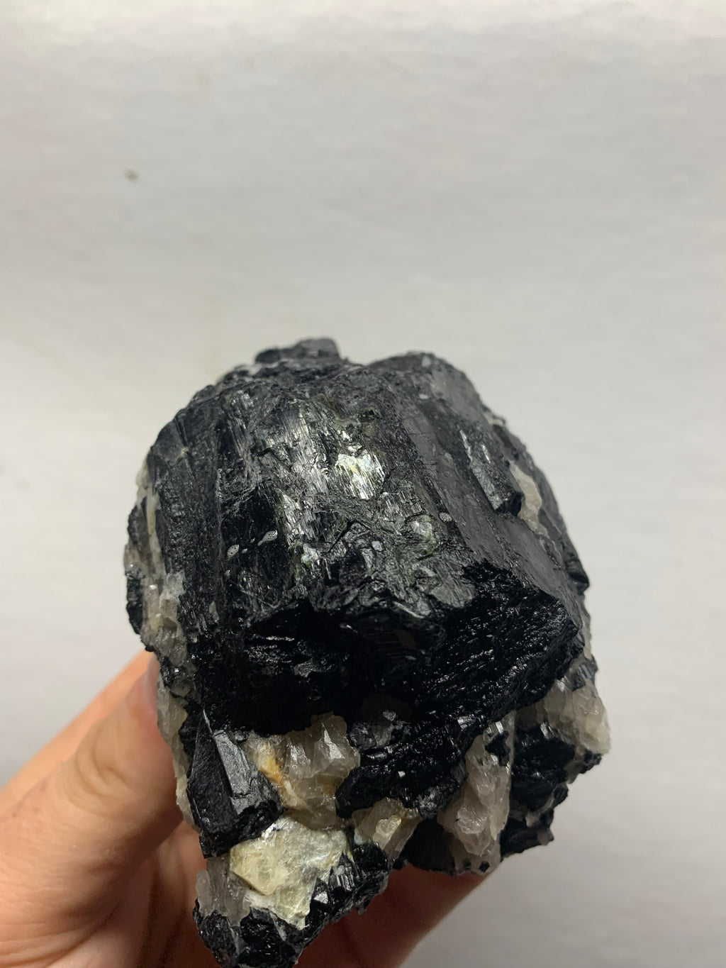 Maine Mt Mica Black Tourmaline Crystal Cluster with Quartz ( baseball size )– Raw Natural Pegmatite Specimen (691 grams)