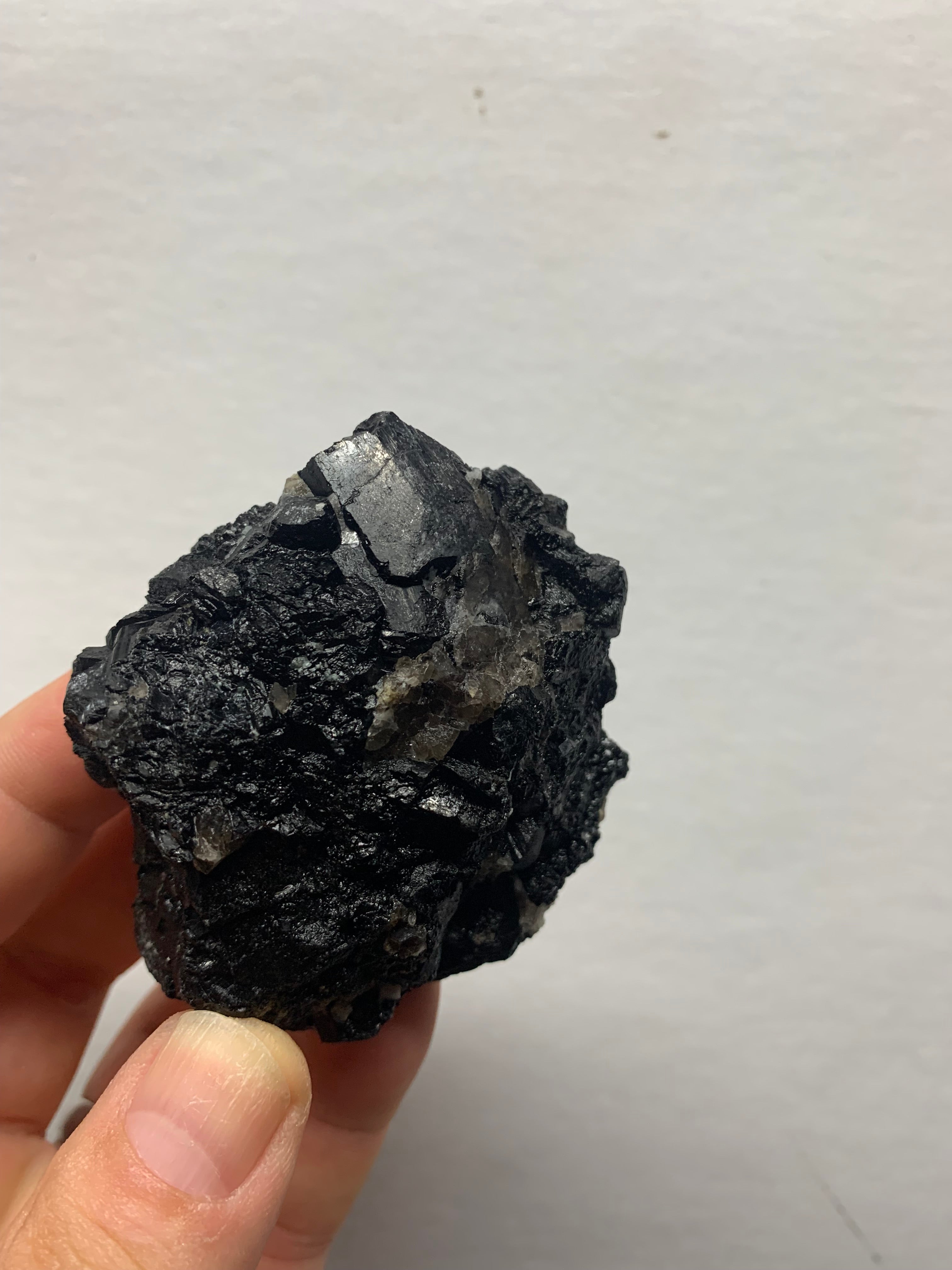 Maine Mt. Mica Black Tourmaline Crystal Cluster with Quartz | Maine Schorl Specimen | Raw Natural Stone | Grounding Crystal (232 grams)