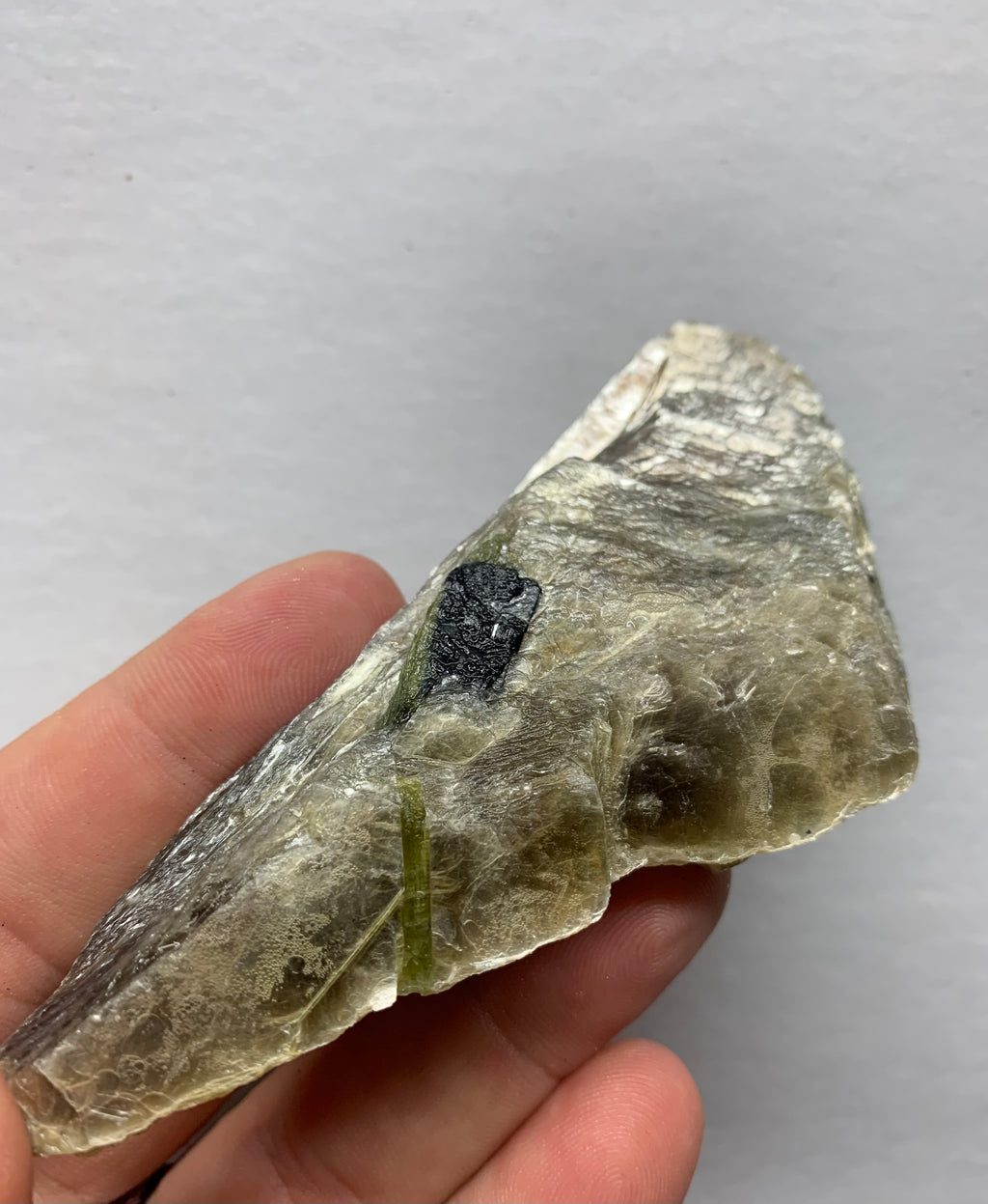 Maine Green Tourmaline Rare Growing inside Muscovite Mica & Quartz from Mt. Mica, Oxford County – Raw Natural Pegmatite Crystal Specimen (118grams)