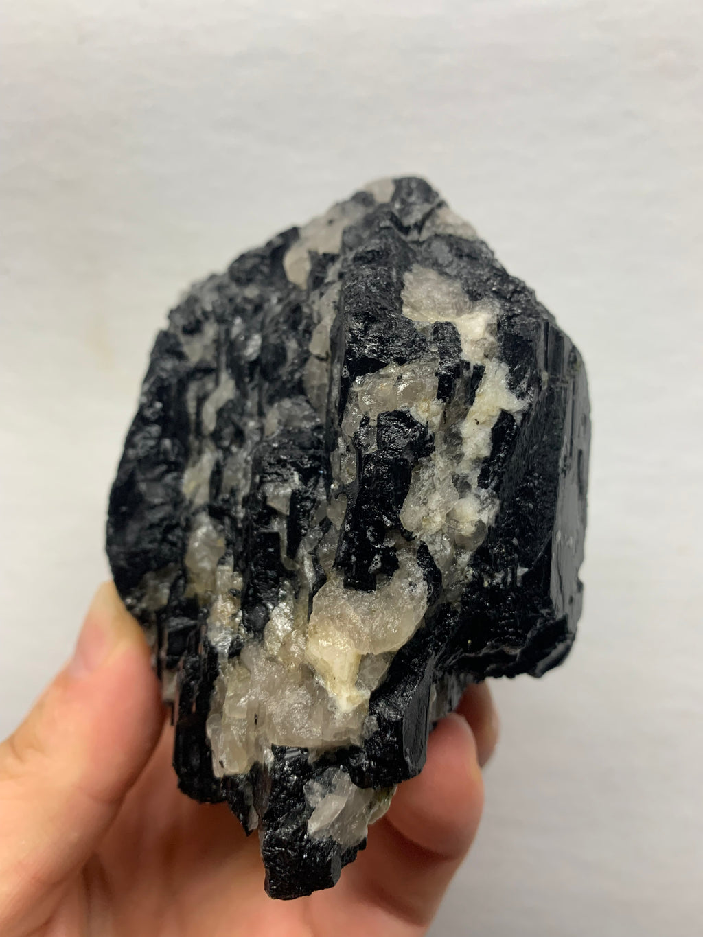 Maine Mt Mica Black Tourmaline Crystal Cluster with Quartz ( baseball size )– Raw Natural Pegmatite Specimen (691 grams)