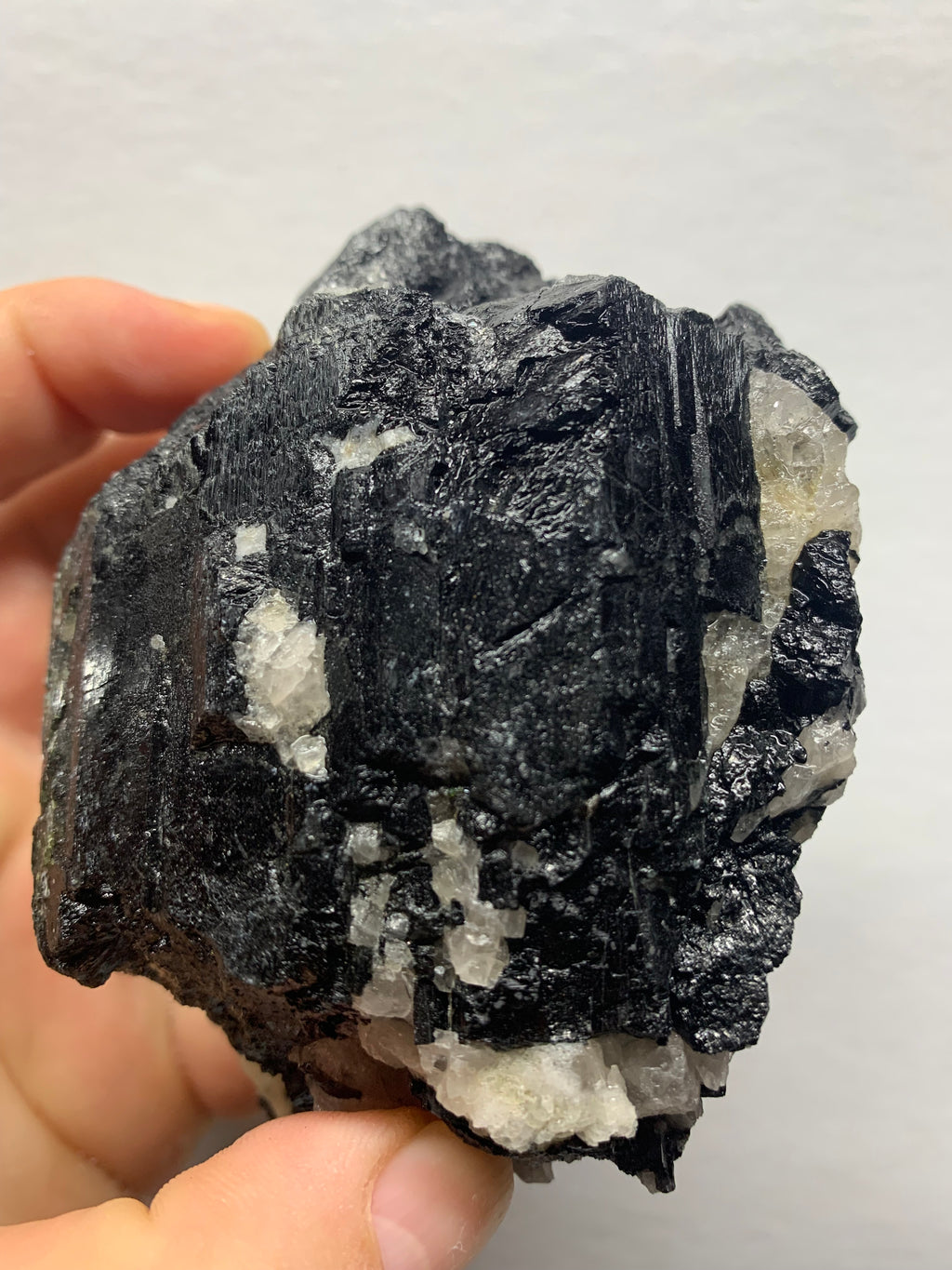 Maine Mt Mica Black Tourmaline Crystal Cluster with Quartz ( baseball size )– Raw Natural Pegmatite Specimen (691 grams)