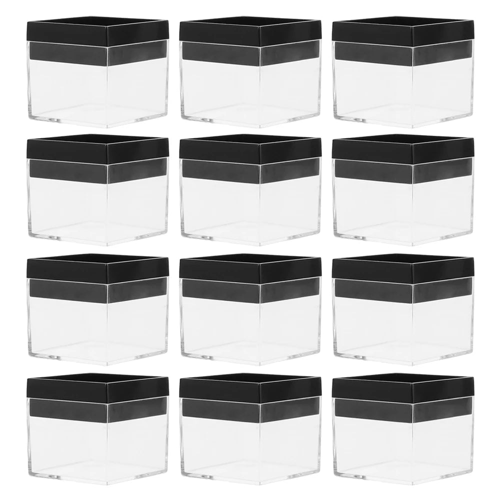 12pcs Transparent Square Box Mineral Specimen Collection Storage Box Natural Stone Mineral Specimen Display Box Collection Box