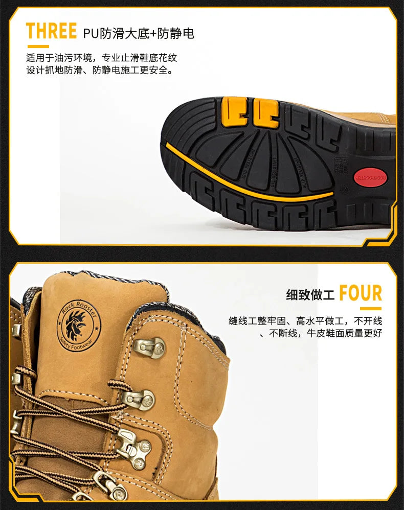 ROCKROOSTER Hiking Shoes Men Waterproof Hunting Boots Leather Safety Shoes Tactical Ankle steel toe Sneakers trekking Boots