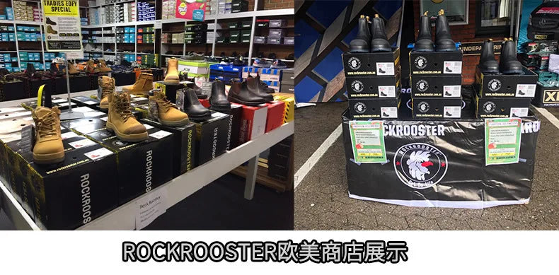 ROCKROOSTER Hiking Shoes Men Waterproof Hunting Boots Leather Safety Shoes Tactical Ankle steel toe Sneakers trekking Boots