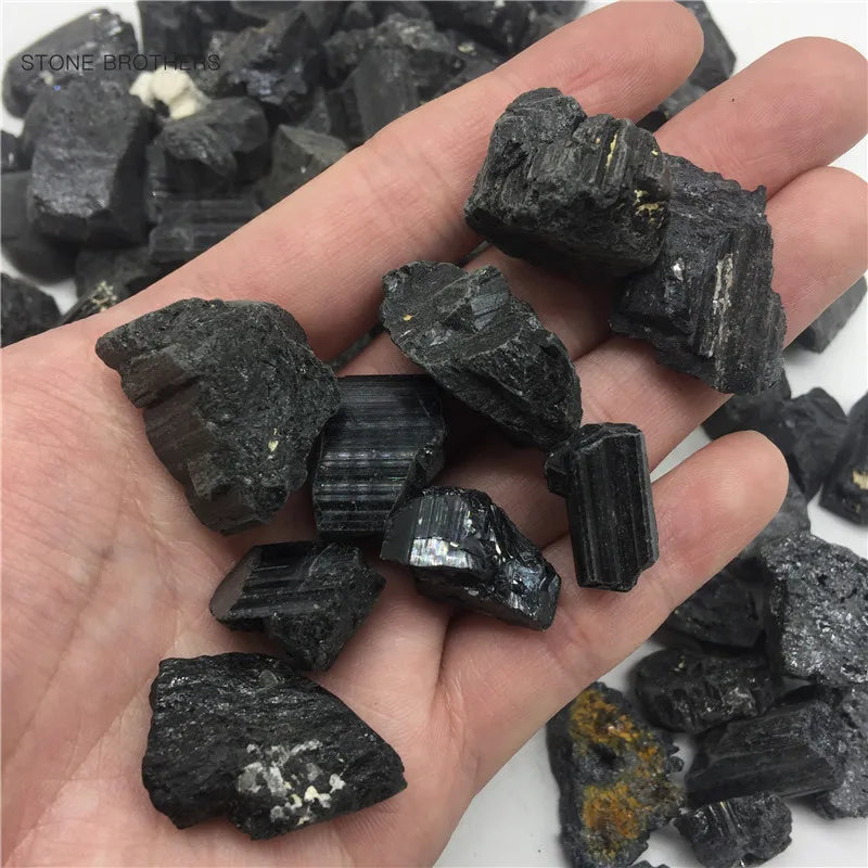Natural Black Tourmaline Gravel Raw Gemstone Mineral Specimen Irregular Crystal Healing Advanced Collection Eliminate Magnetism
