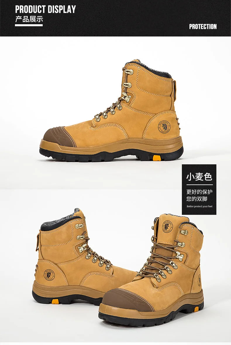 ROCKROOSTER Hiking Shoes Men Waterproof Hunting Boots Leather Safety Shoes Tactical Ankle steel toe Sneakers trekking Boots