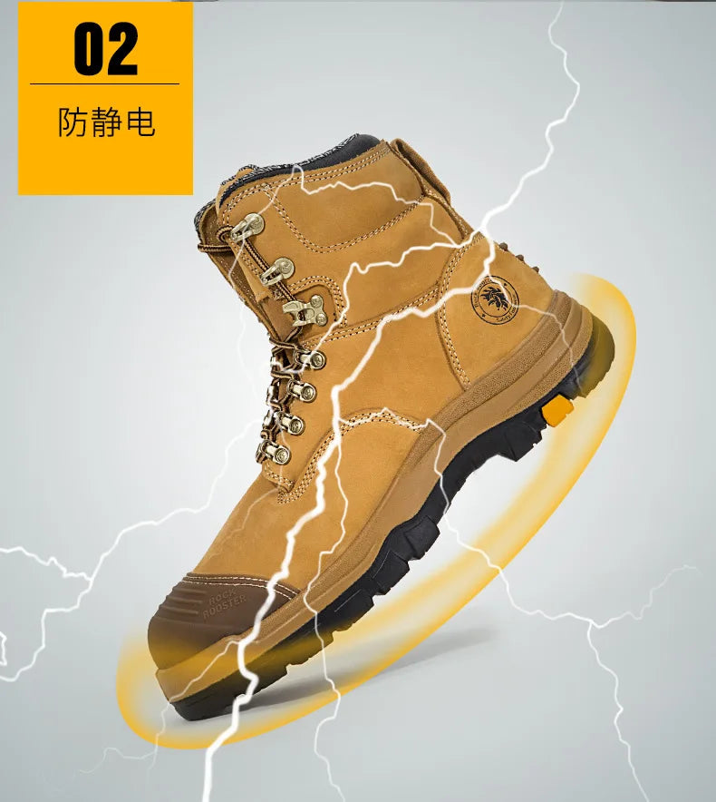 ROCKROOSTER Hiking Shoes Men Waterproof Hunting Boots Leather Safety Shoes Tactical Ankle steel toe Sneakers trekking Boots