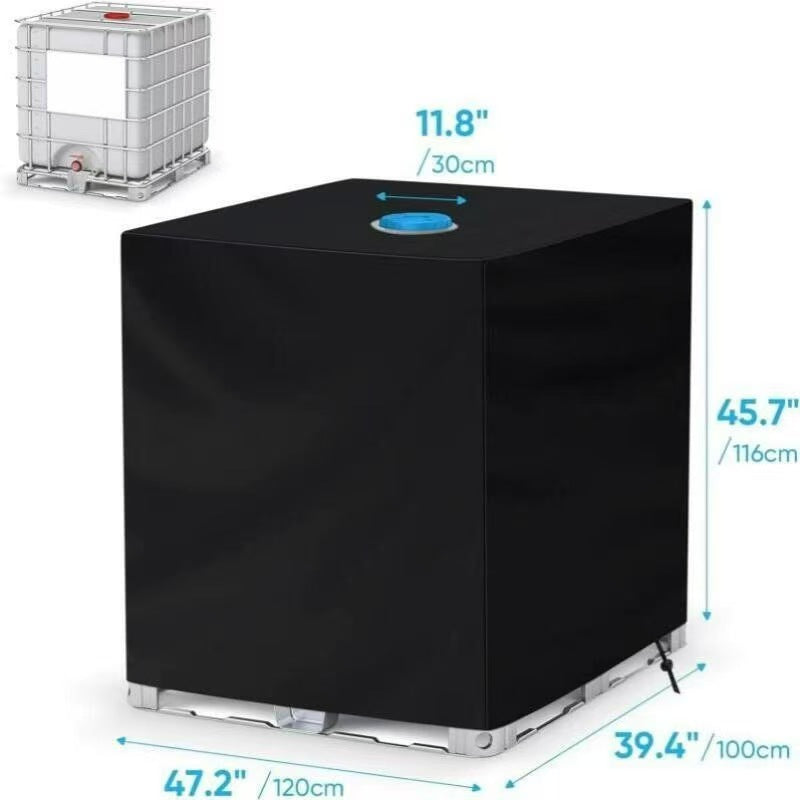 UV Anti-Anti Waterproof 420D Oxford Cloth Furniture Cover for 1000L IBC Tote 275 Gallon Rain Barrel Outdoor Sun Protection Cover