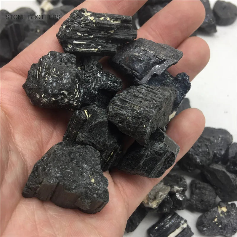 Natural Black Tourmaline Gravel Raw Gemstone Mineral Specimen Irregular Crystal Healing Advanced Collection Eliminate Magnetism