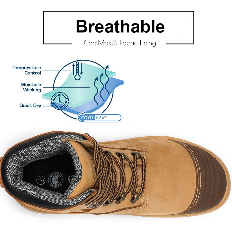 ROCKROOSTER Hiking Shoes Men Waterproof Hunting Boots Leather Safety Shoes Tactical Ankle steel toe Sneakers trekking Boots