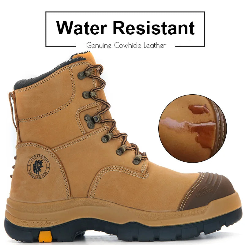 ROCKROOSTER Hiking Shoes Men Waterproof Hunting Boots Leather Safety Shoes Tactical Ankle steel toe Sneakers trekking Boots