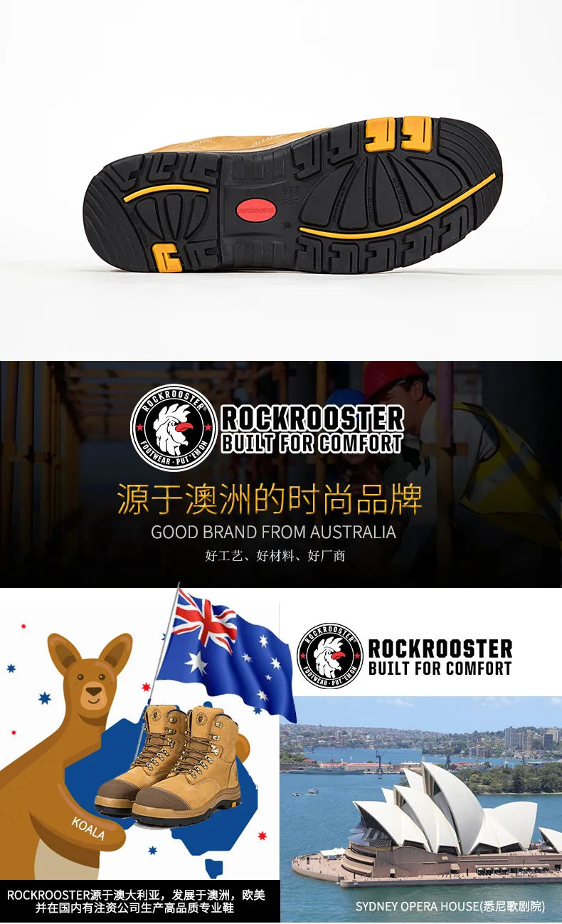 ROCKROOSTER Hiking Shoes Men Waterproof Hunting Boots Leather Safety Shoes Tactical Ankle steel toe Sneakers trekking Boots