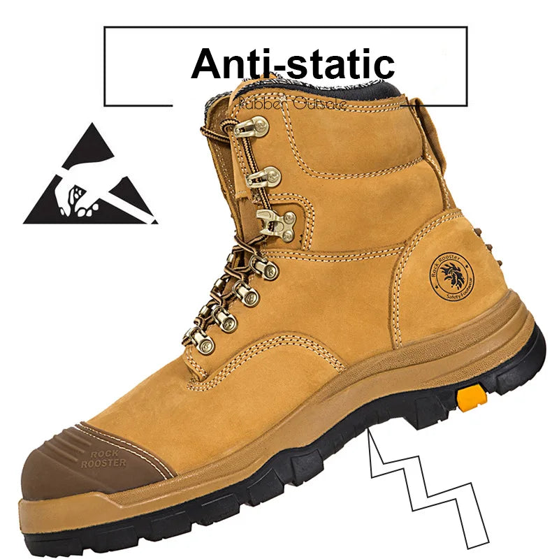ROCKROOSTER Hiking Shoes Men Waterproof Hunting Boots Leather Safety Shoes Tactical Ankle steel toe Sneakers trekking Boots