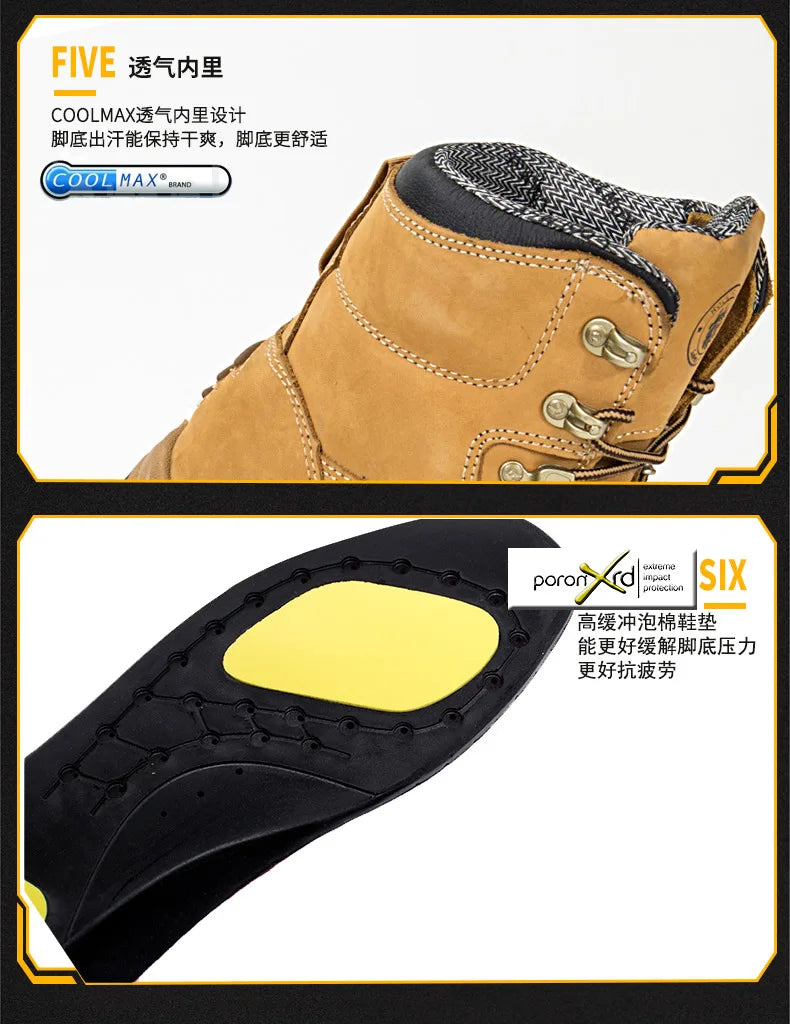 ROCKROOSTER Hiking Shoes Men Waterproof Hunting Boots Leather Safety Shoes Tactical Ankle steel toe Sneakers trekking Boots