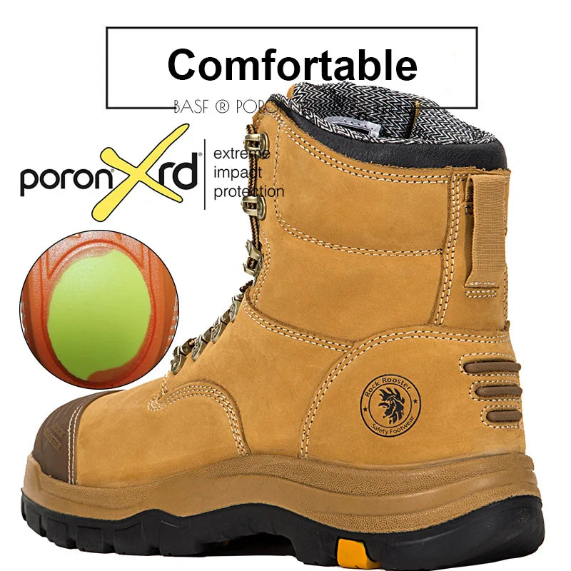 ROCKROOSTER Hiking Shoes Men Waterproof Hunting Boots Leather Safety Shoes Tactical Ankle steel toe Sneakers trekking Boots