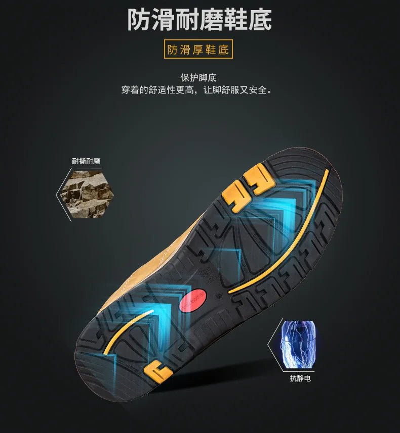ROCKROOSTER Hiking Shoes Men Waterproof Hunting Boots Leather Safety Shoes Tactical Ankle steel toe Sneakers trekking Boots