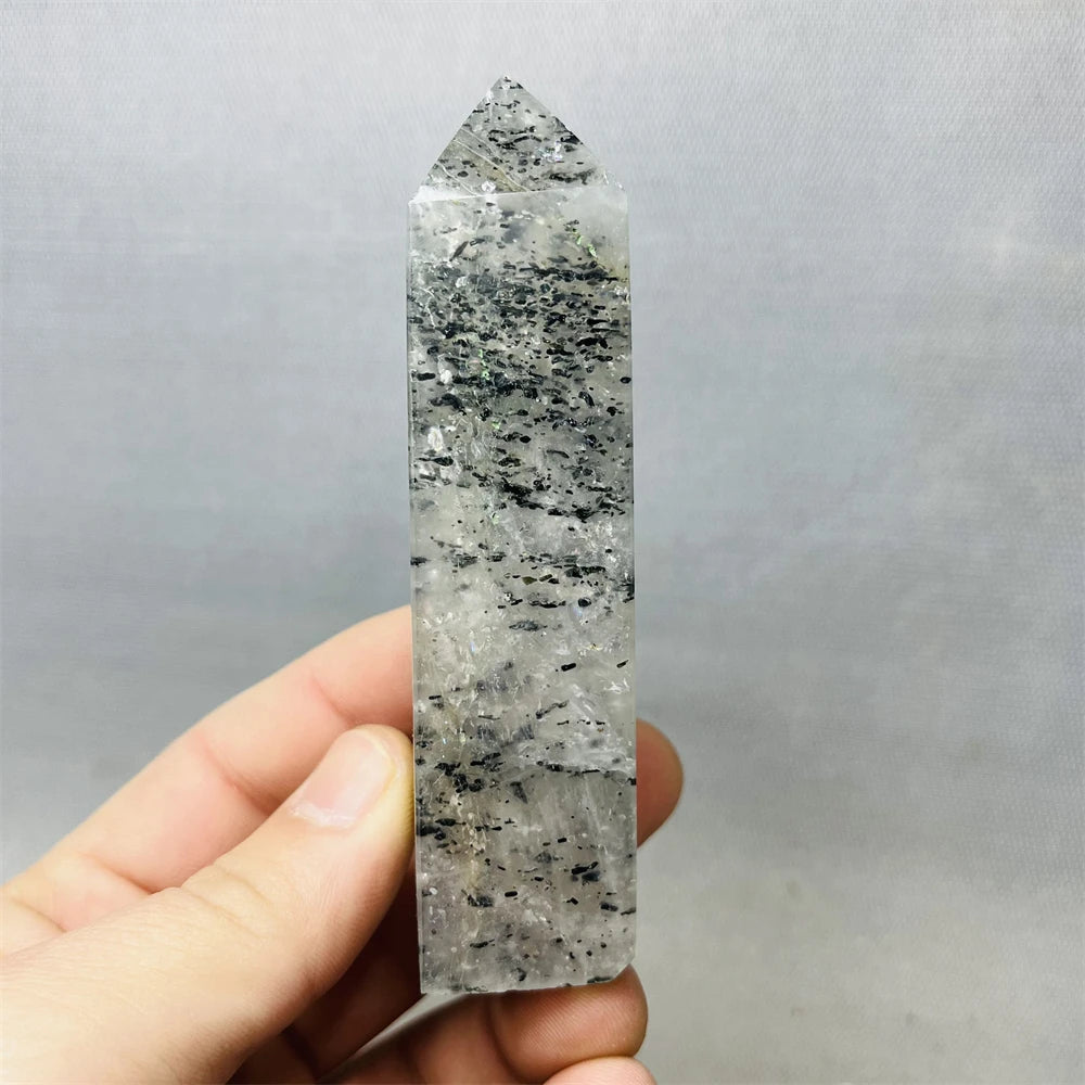 Black Tourmaline Tower Rainbow Crystal Epidote Crystal wand Stone Healing Spiritual Decoration Gift Witchcraft Meditation