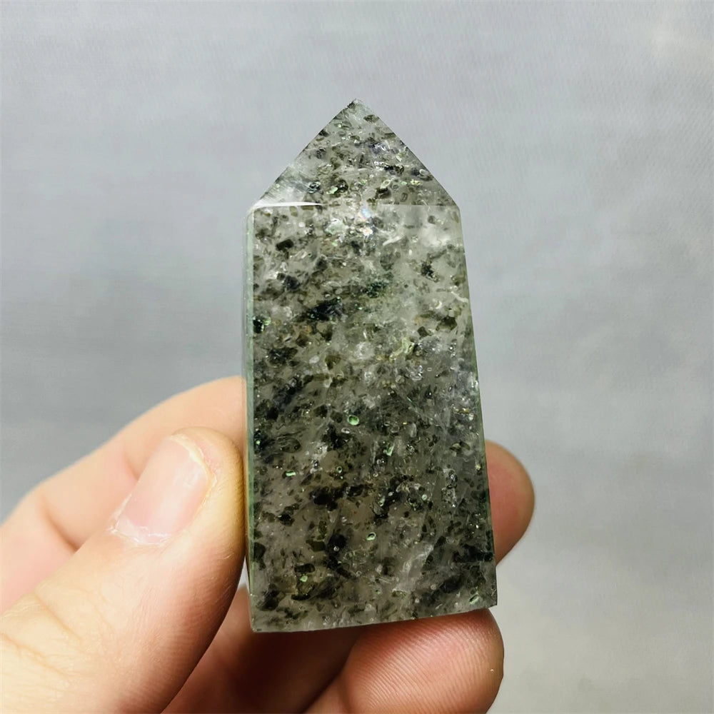 Black Tourmaline Tower Rainbow Crystal Epidote Crystal wand Stone Healing Spiritual Decoration Gift Witchcraft Meditation