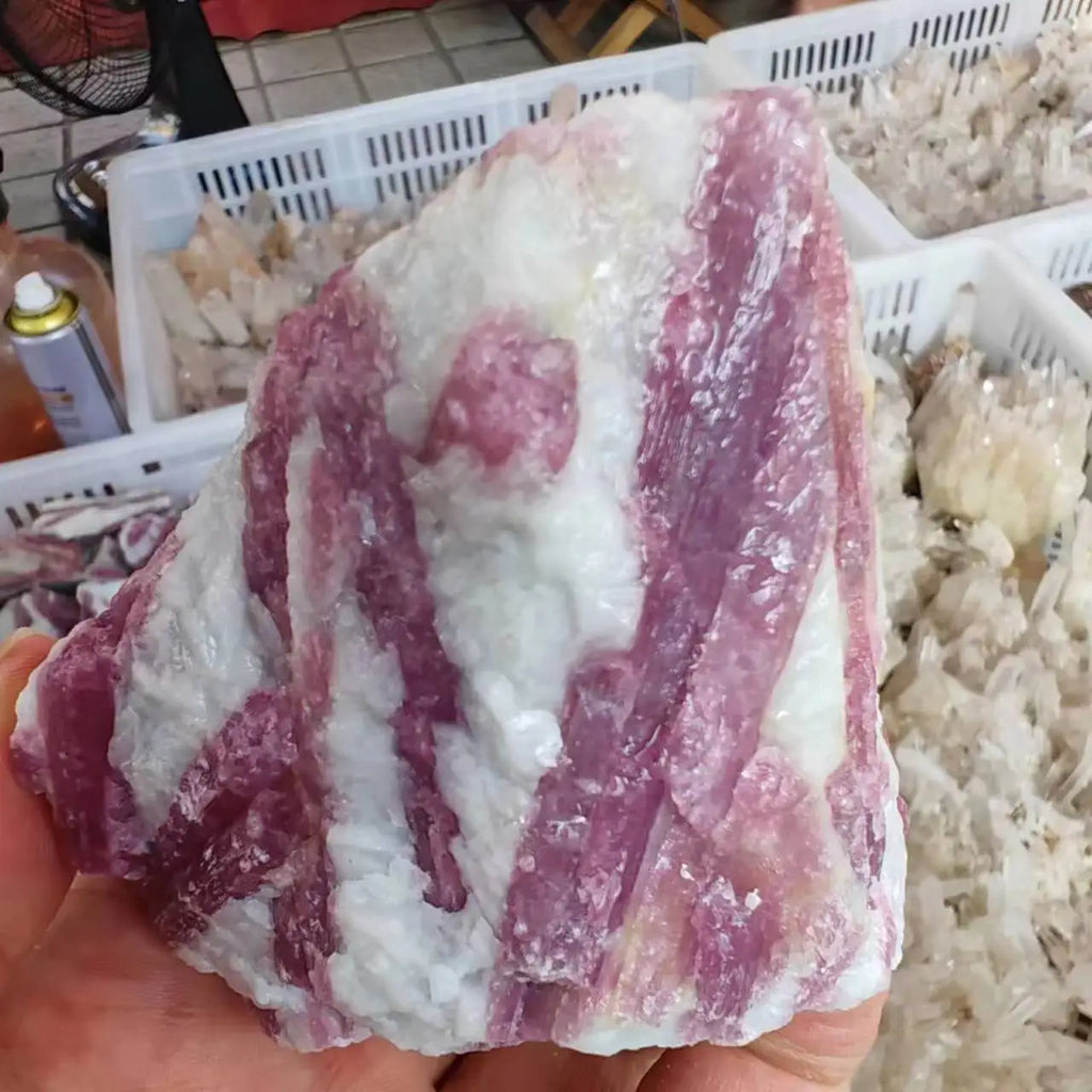 Natural Pink Tourmaline Crystal Mineral Irregular Crushed Rock Specimen Rare Original Home Decoration