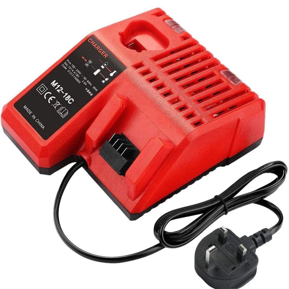 Replace 3A 12V 14V 18V Rapid Fast Li-Ion Charger Fit For Milwaukee M12-18C Dual Port Multi-Voltage Lithium-Ion Battery M12 M18