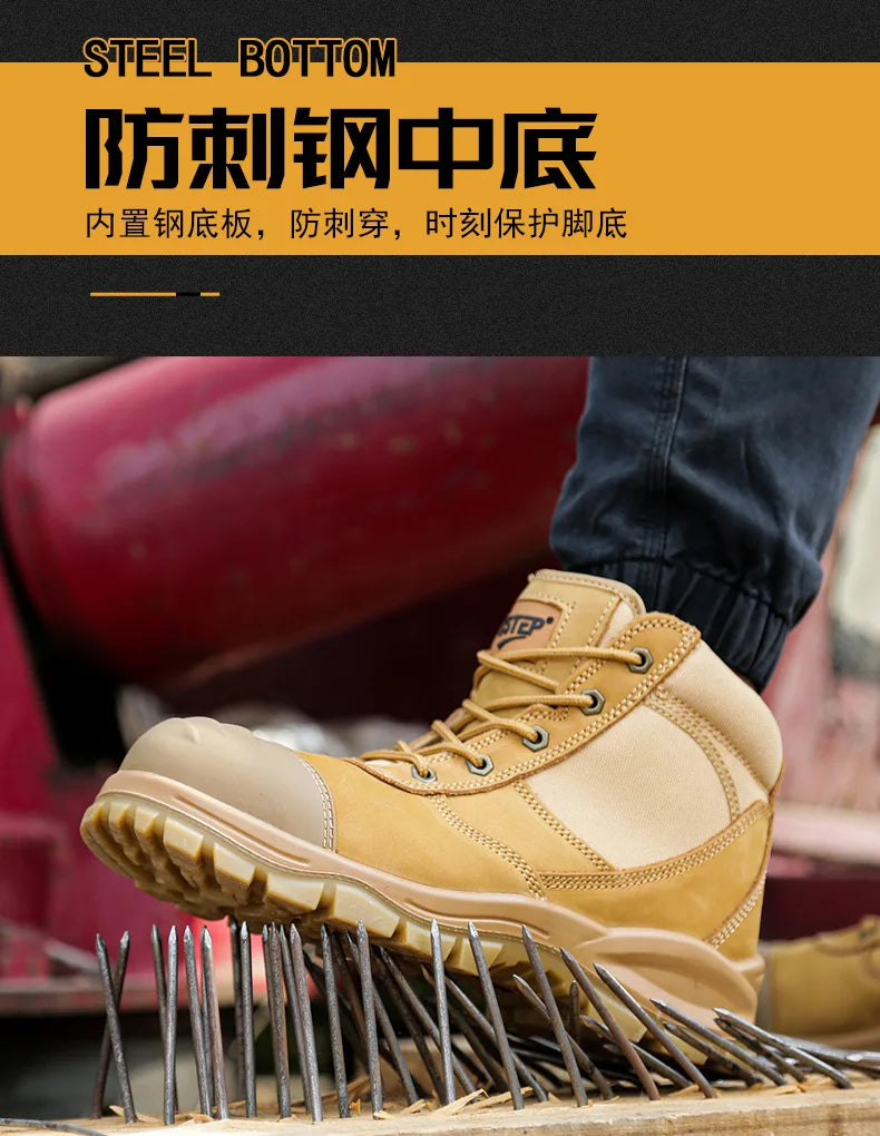 ROCKROOSTER Hiking Shoes Men Waterproof Hunting Boots Leather Safety Shoes Tactical Ankle steel toe Sneakers trekking Boots