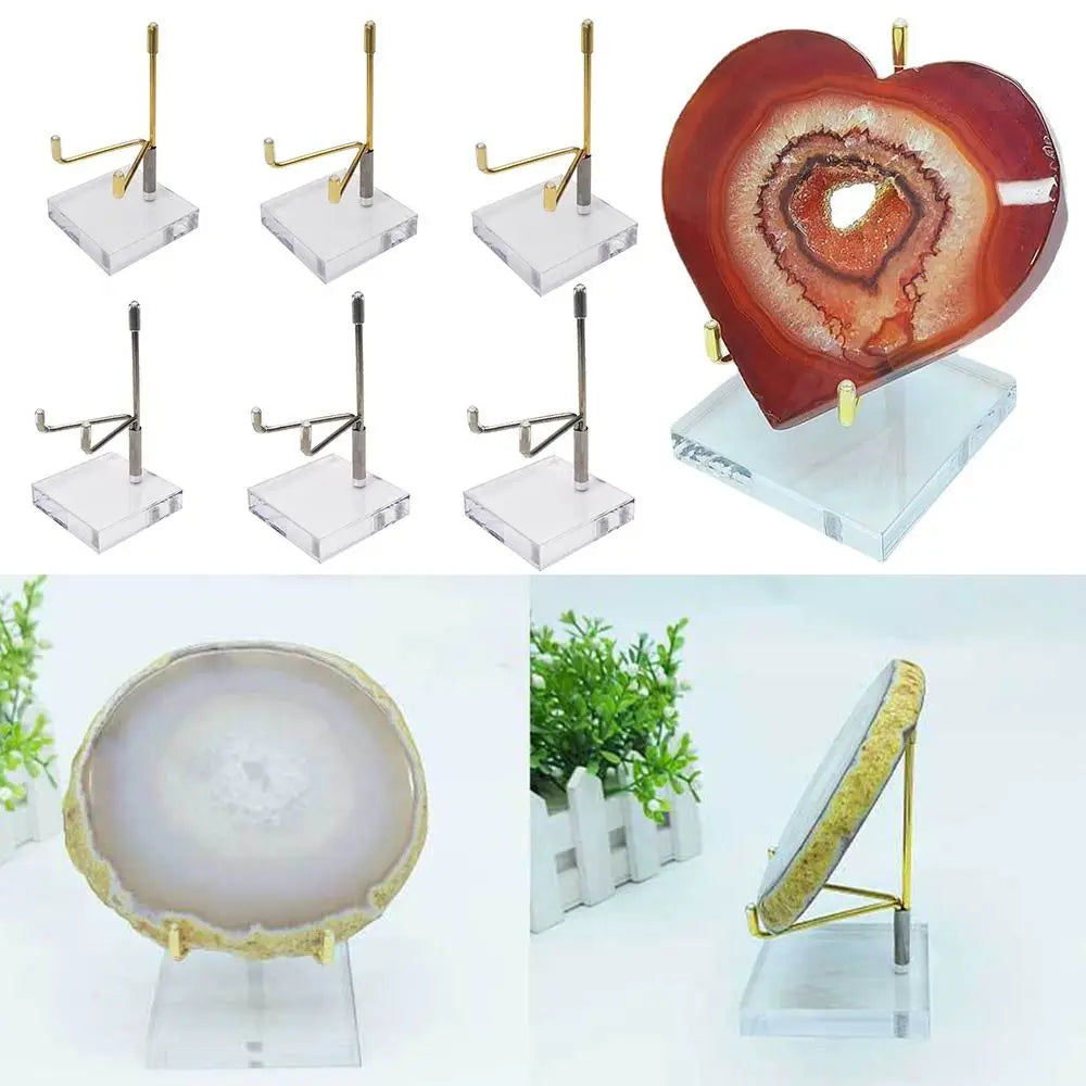 Metal Mineral Display Glassball Base Stand With Acrylic Base For Crystal Ball Base Stone Shelf