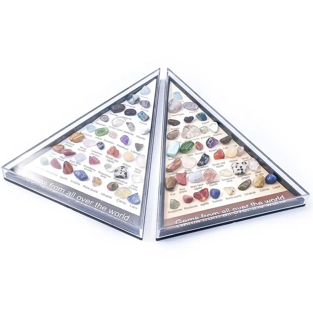 Gemstones Natural Crystal Rock Collection 36 Ore Mineral Rock Polishing Natural Specimens Triangular Set Collection Funny