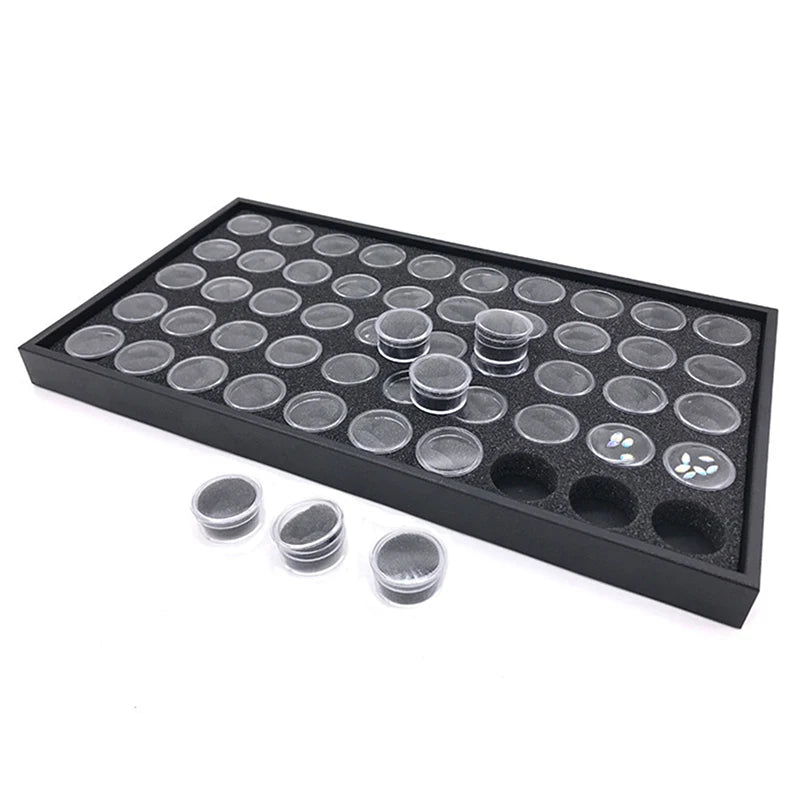 1Set Display Case Gemstone Storage Box Small Round Plastic Containers Box Jewelry Organizer Container With Foam