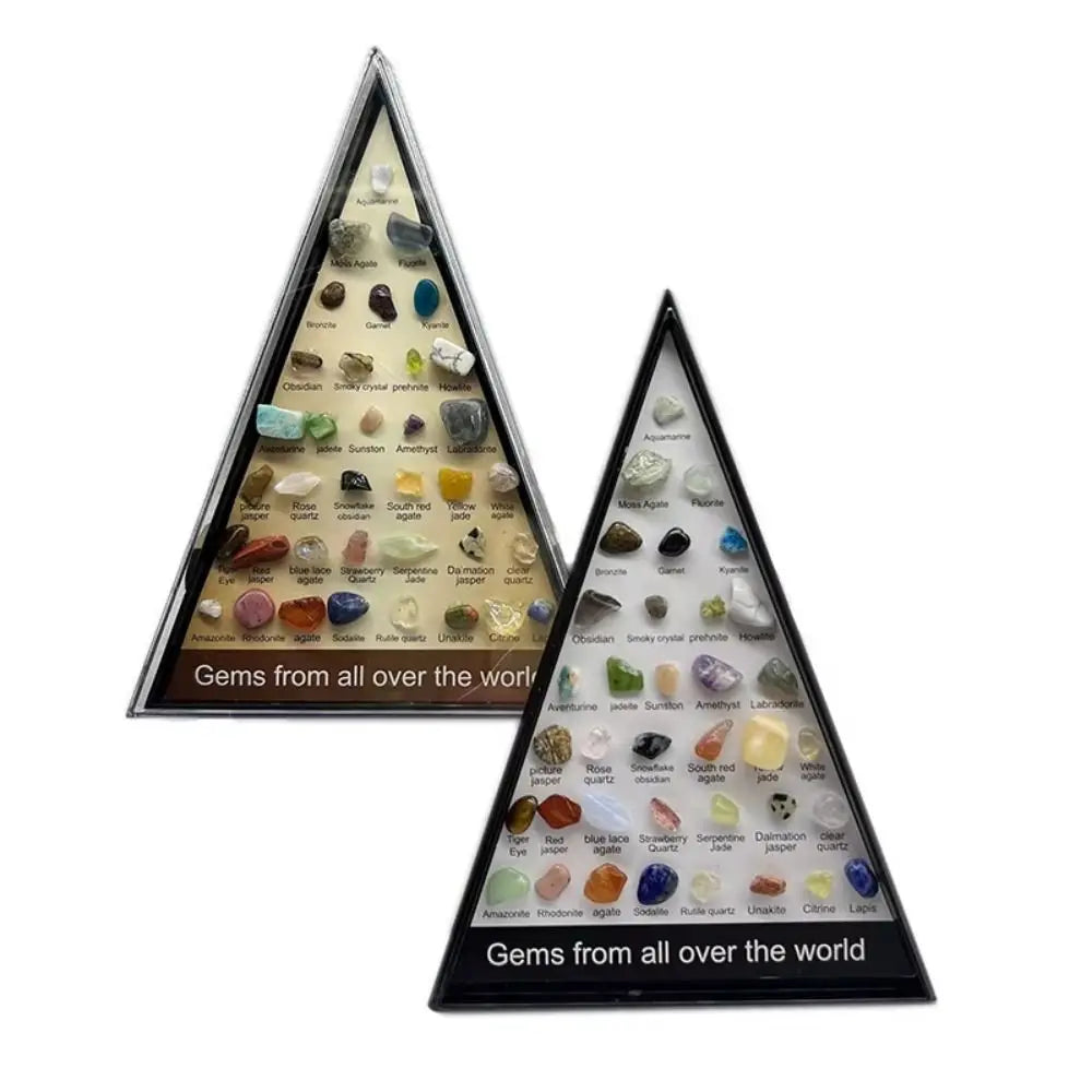 Gemstones Natural Crystal Rock Collection 36 Ore Mineral Rock Polishing Natural Specimens Triangular Set Collection Funny