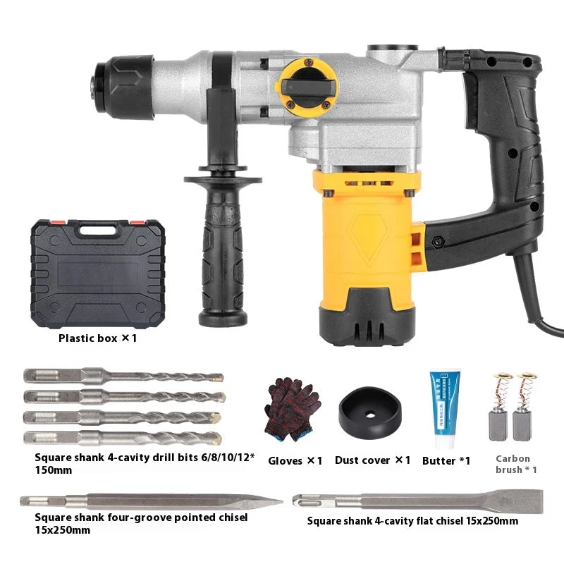 RockHollow Supply Co. Industrial Grade Professional All Copper Electric Hammer Multifunctional Impact Drill Household Specialized Concrete Tool