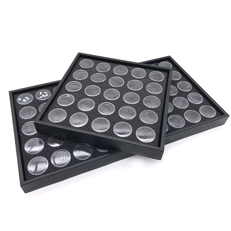 1Set Display Case Gemstone Storage Box Small Round Plastic Containers Box Jewelry Organizer Container With Foam