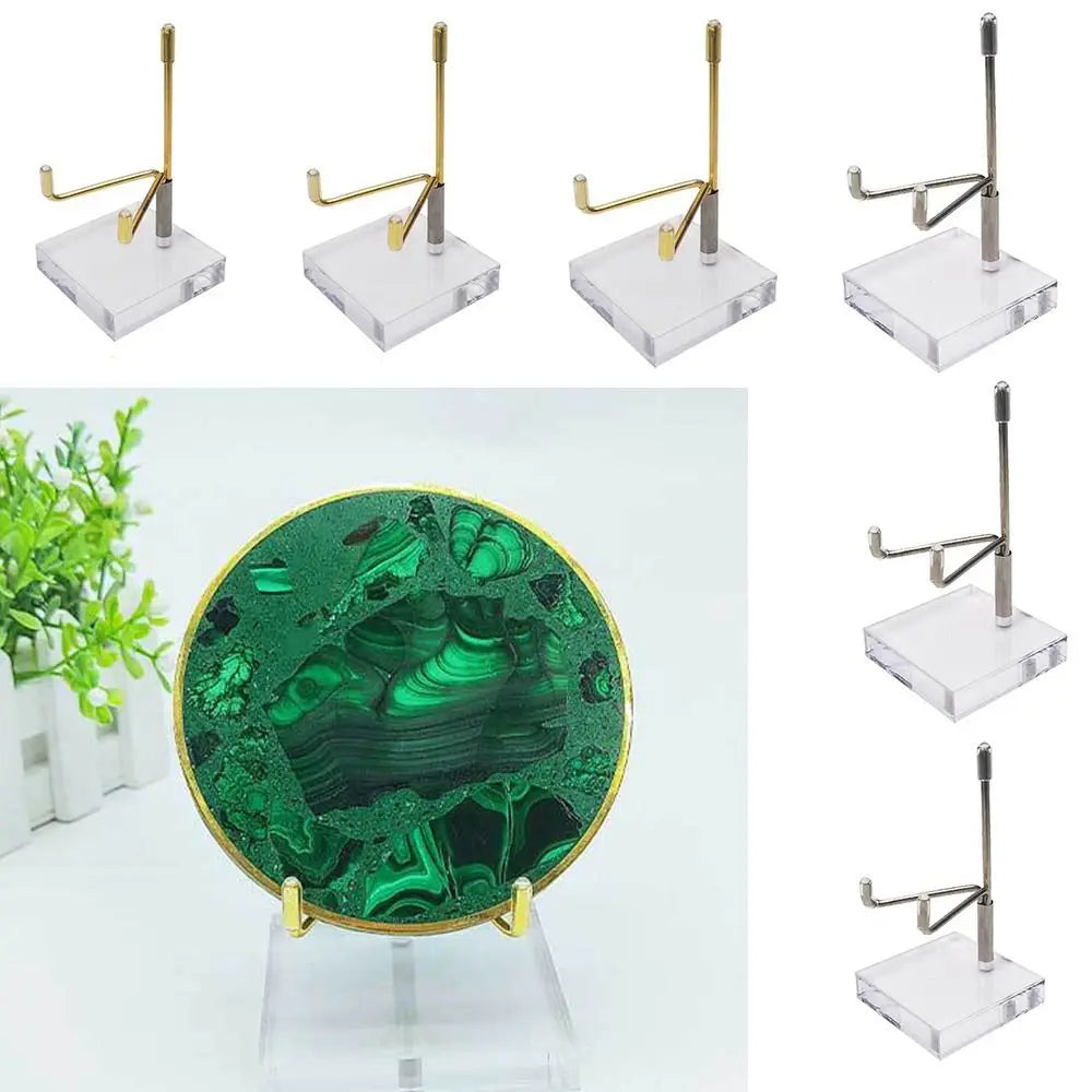 Metal Mineral Display Glassball Base Stand With Acrylic Base For Crystal Ball Base Stone Shelf
