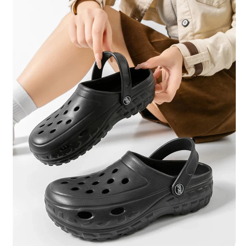 Summer Women RockHollow Clogs Female Sandals Thick Bottom Home Slides Soft EVA Dry Wedges Platform Garden Shoes Beach Sandals Home Slippers