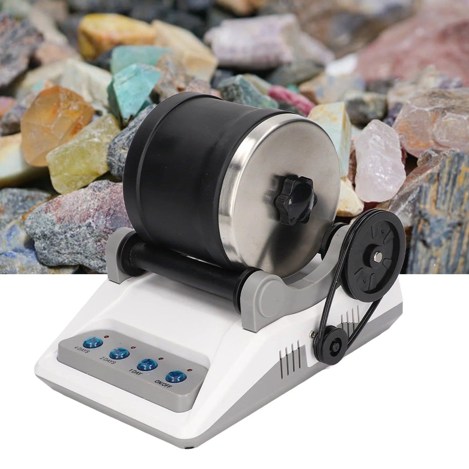 HS-403 Rock Tumbler Kit DIY Electric Rock Tumbler Toy with Rough Gemstones Polishing Grits for Adult Kids Polishing Machine