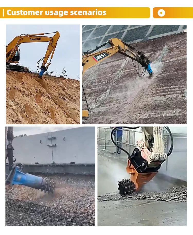 Milling Machine Hydraulic Rotating Chain Drum Cutter Mining Rock Milling Digging Machine for Milling Excavator Road Construction