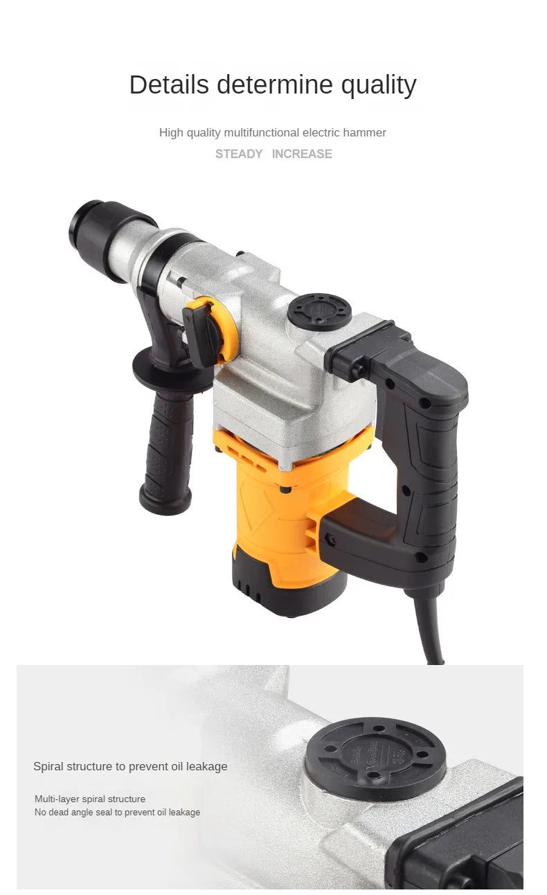 RockHollow Supply Co. Industrial Grade Professional All Copper Electric Hammer Multifunctional Impact Drill Household Specialized Concrete Tool