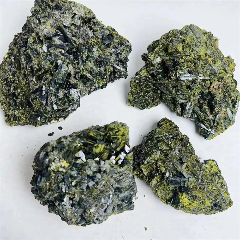 Natural raw stone specimen of minerals epidote green tourmaline mineral specimen tourmaline ornaments for home decoration