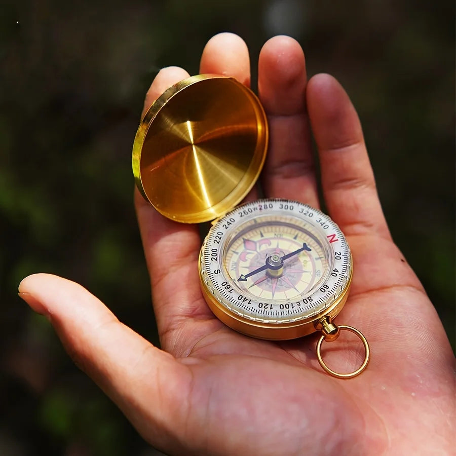 Outdoor Compass stainless steel Multifunctional Mountaineering Camping Hiking Mini Luminous Retro Flip Compasses Outdoor Tool