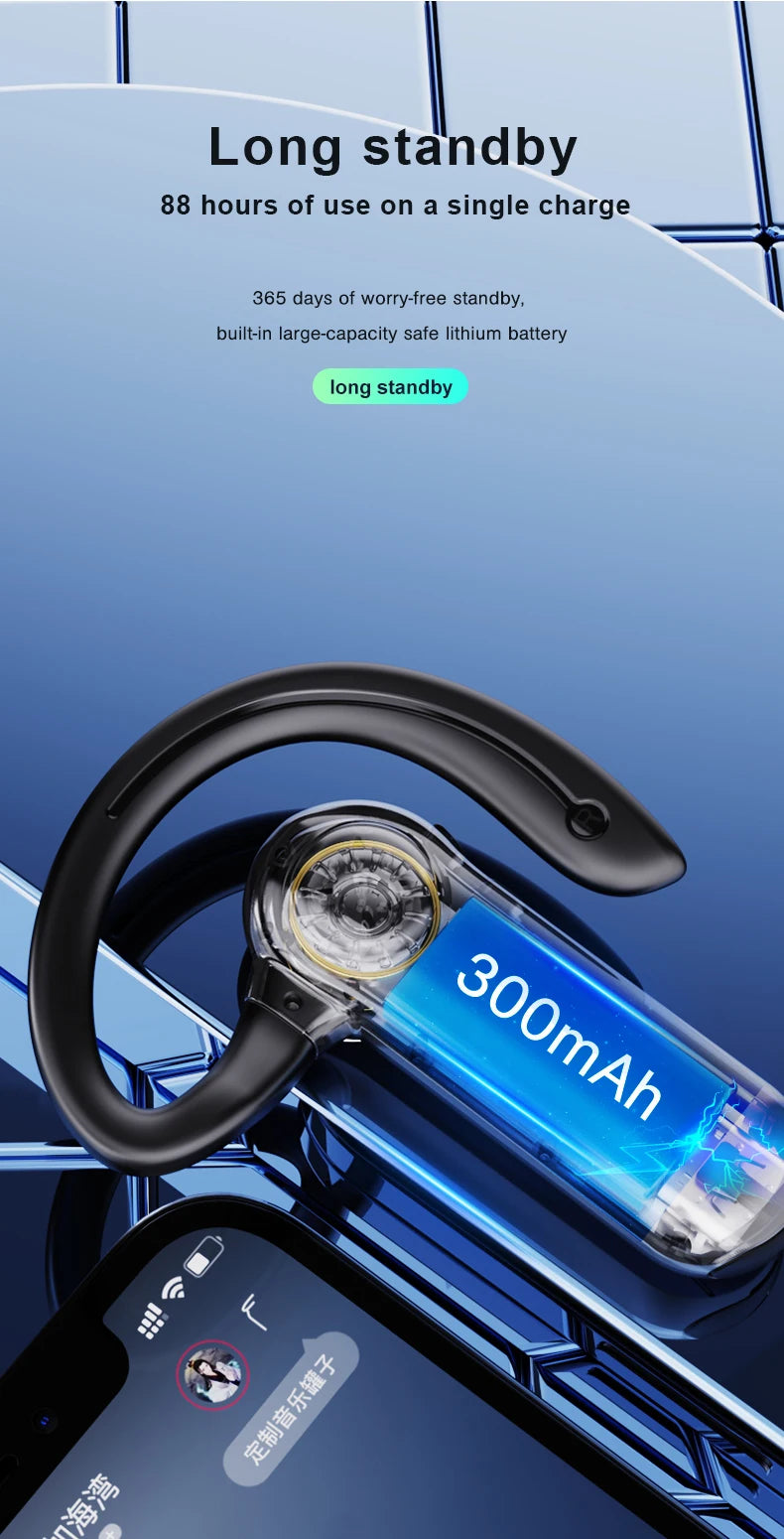 M26 Bone Conduction Wireless Headset Bluetooth 5.2 High Power Digital Display Voice Control To Answer Earless Business Headset