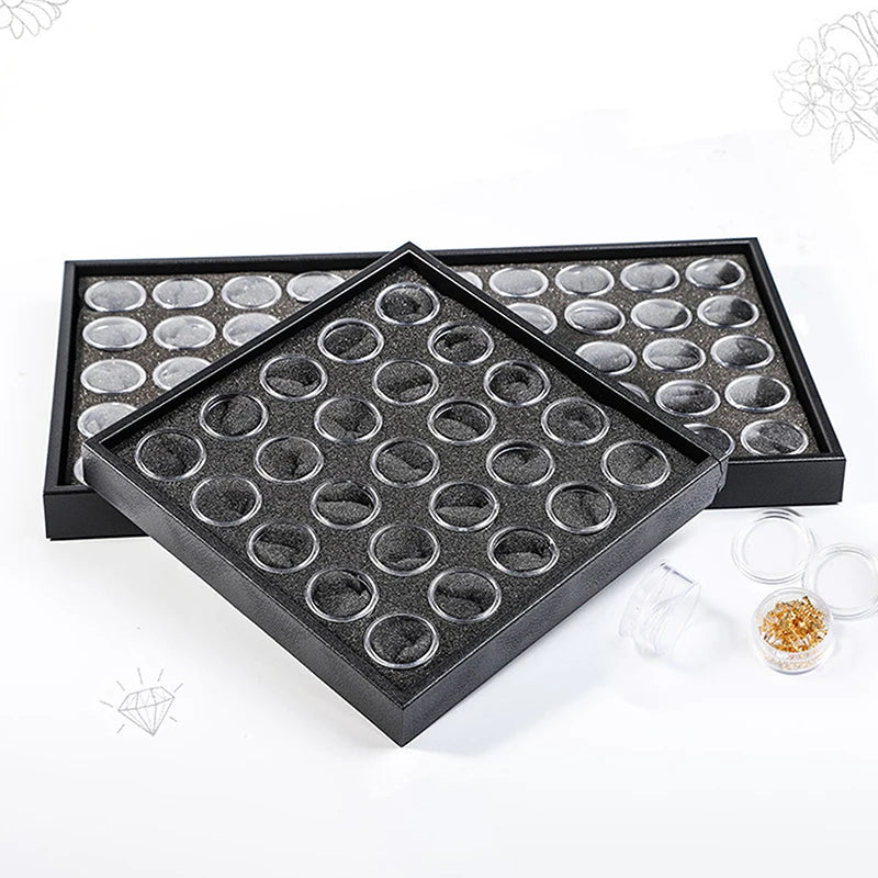 1Set Display Case Gemstone Storage Box Small Round Plastic Containers Box Jewelry Organizer Container With Foam