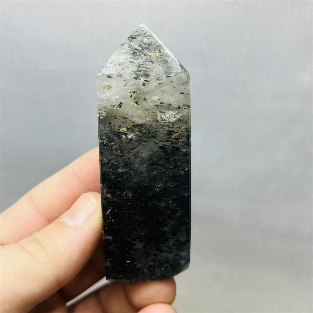 Black Tourmaline Tower Rainbow Crystal Epidote Crystal wand Stone Healing Spiritual Decoration Gift Witchcraft Meditation