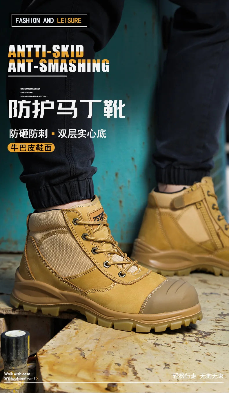 ROCKROOSTER Hiking Shoes Men Waterproof Hunting Boots Leather Safety Shoes Tactical Ankle steel toe Sneakers trekking Boots