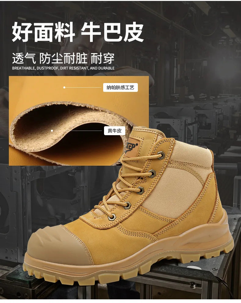 ROCKROOSTER Hiking Shoes Men Waterproof Hunting Boots Leather Safety Shoes Tactical Ankle steel toe Sneakers trekking Boots