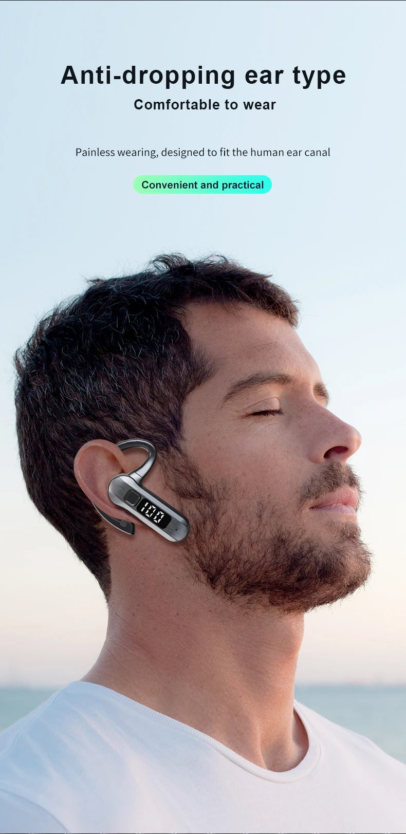 M26 Bone Conduction Wireless Headset Bluetooth 5.2 High Power Digital Display Voice Control To Answer Earless Business Headset