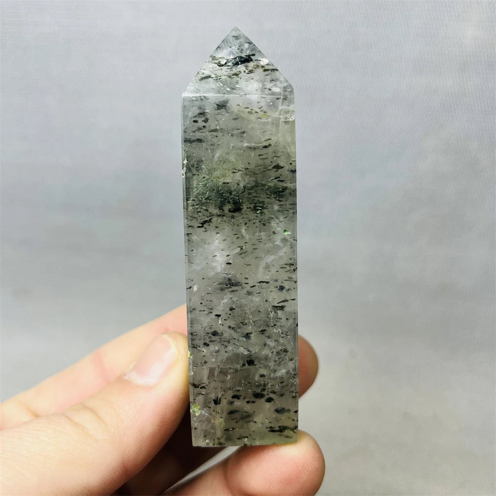 Black Tourmaline Tower Rainbow Crystal Epidote Crystal wand Stone Healing Spiritual Decoration Gift Witchcraft Meditation