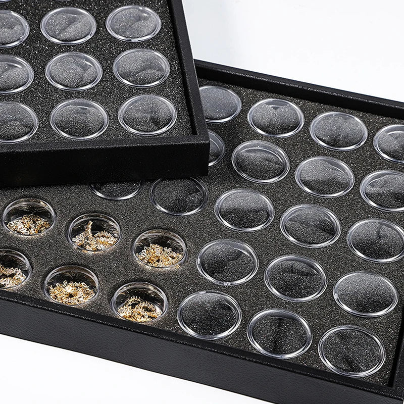 1Set Display Case Gemstone Storage Box Small Round Plastic Containers Box Jewelry Organizer Container With Foam
