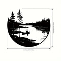 1PC Round Metal Wall Decor Bohemian Lake Mountain Silhouette Art Rustic Outdoor Sculpture for Home & Patio Decoration