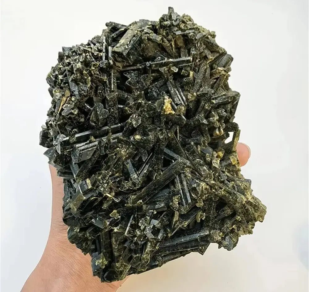 Natural raw stone specimen of minerals epidote green tourmaline mineral specimen tourmaline ornaments for home decoration