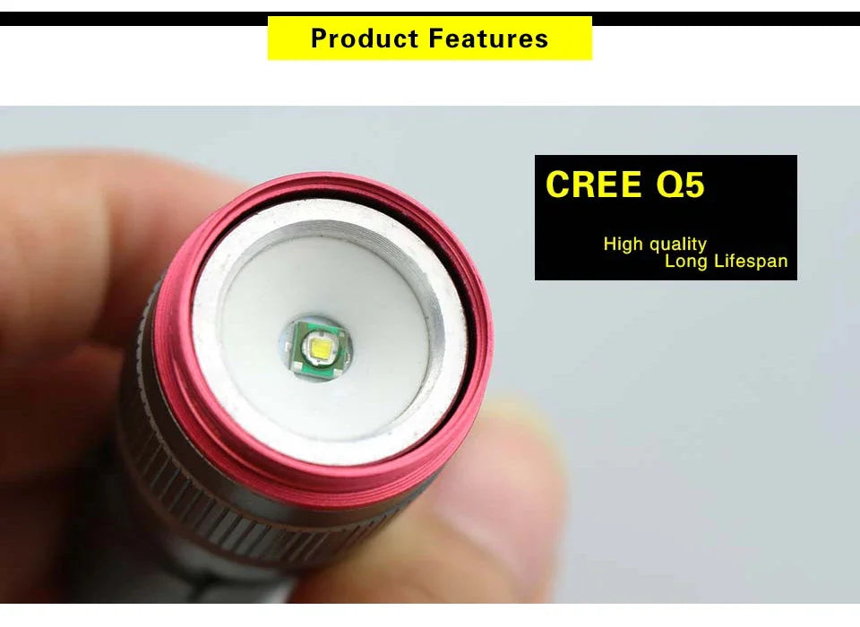 Mini LED Flashlight Q5 Portable Torch Flashlights 3 Modes Waterproof AA Battery Powered For Camping Hiking Emergency Lighting